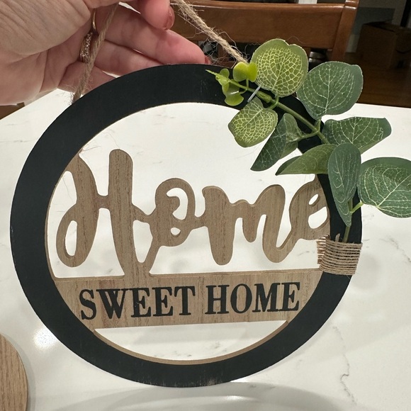 Rustic Wooden Wall Decor Set - Black, White, Brown - Picture 3 of 4